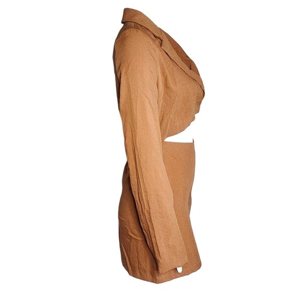 Mable Dress Womens Size S Small Solid All Brown Collared Long Sleeve Open Front - Picture 4 of 7